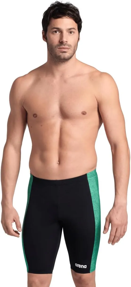 ARENA Performance Men's Abstract Tiles Swim Jammer Athletic Knee-Length Swimsuit Short Competitive Training Bathing Suit