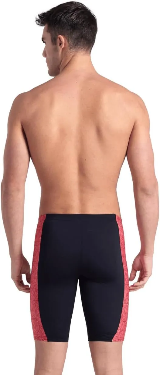 ARENA Performance Men's Abstract Tiles Swim Jammer Athletic Knee-Length Swimsuit Short Competitive Training Bathing Suit