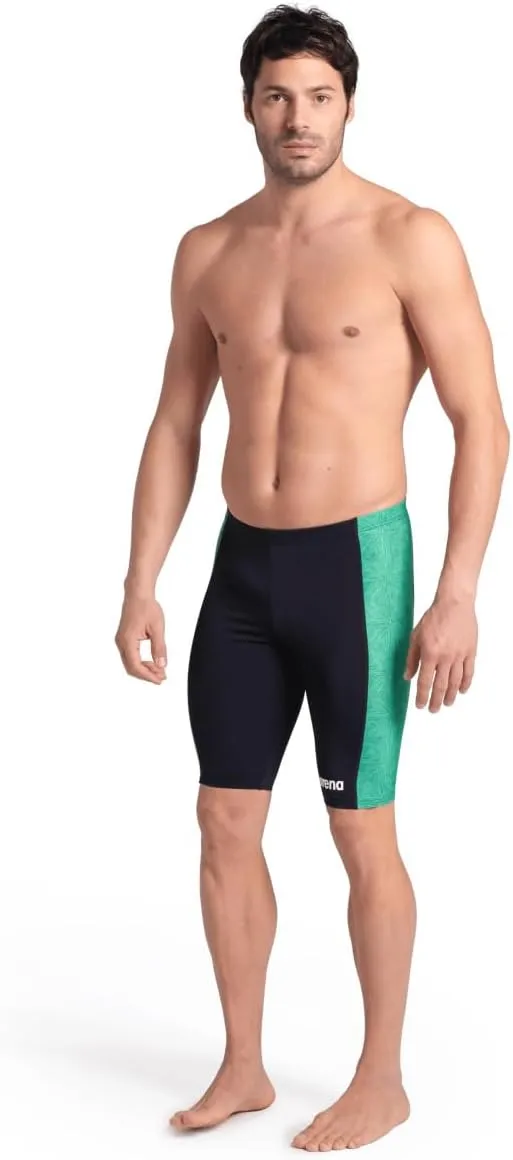 ARENA Performance Men's Abstract Tiles Swim Jammer Athletic Knee-Length Swimsuit Short Competitive Training Bathing Suit