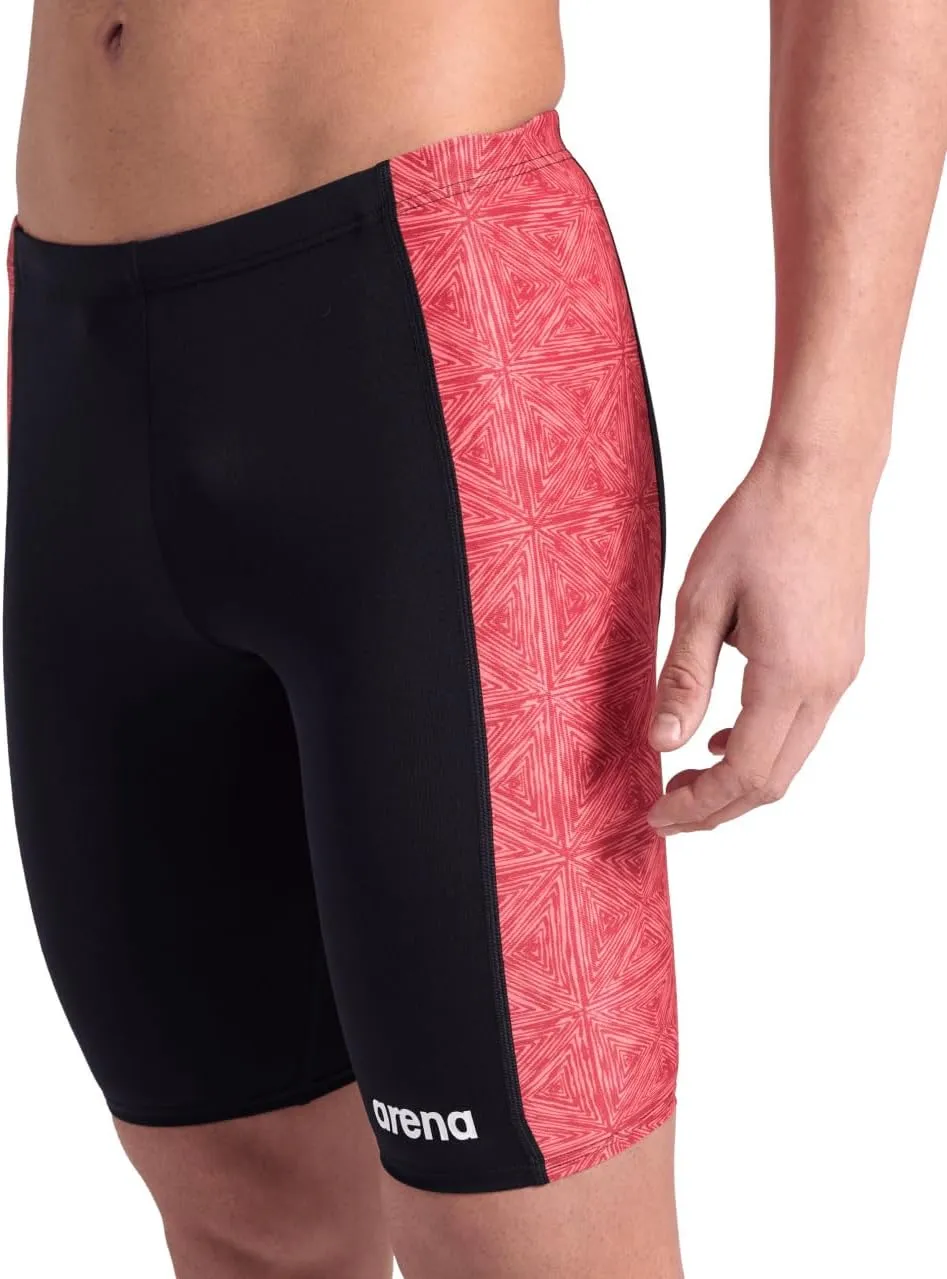 ARENA Performance Men's Abstract Tiles Swim Jammer Athletic Knee-Length Swimsuit Short Competitive Training Bathing Suit