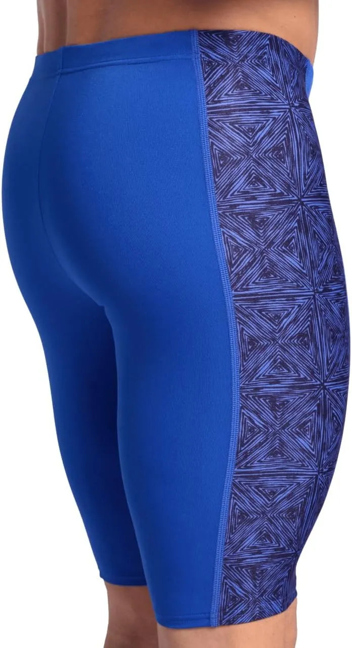 ARENA Performance Men's Abstract Tiles Swim Jammer Athletic Knee-Length Swimsuit Short Competitive Training Bathing Suit