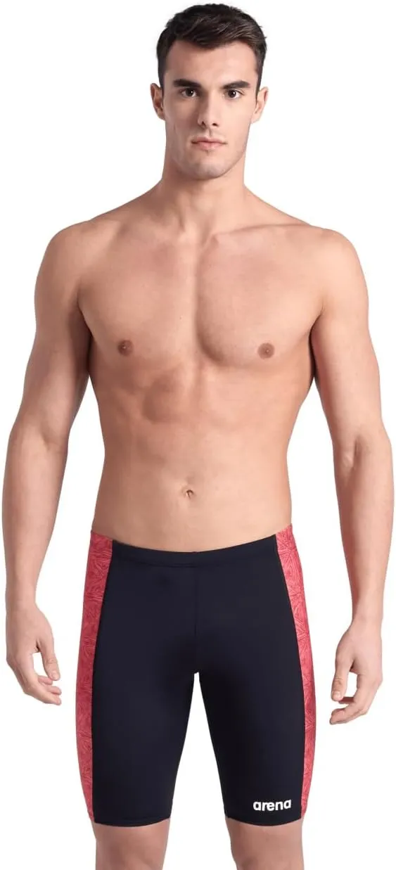 ARENA Performance Men's Abstract Tiles Swim Jammer Athletic Knee-Length Swimsuit Short Competitive Training Bathing Suit