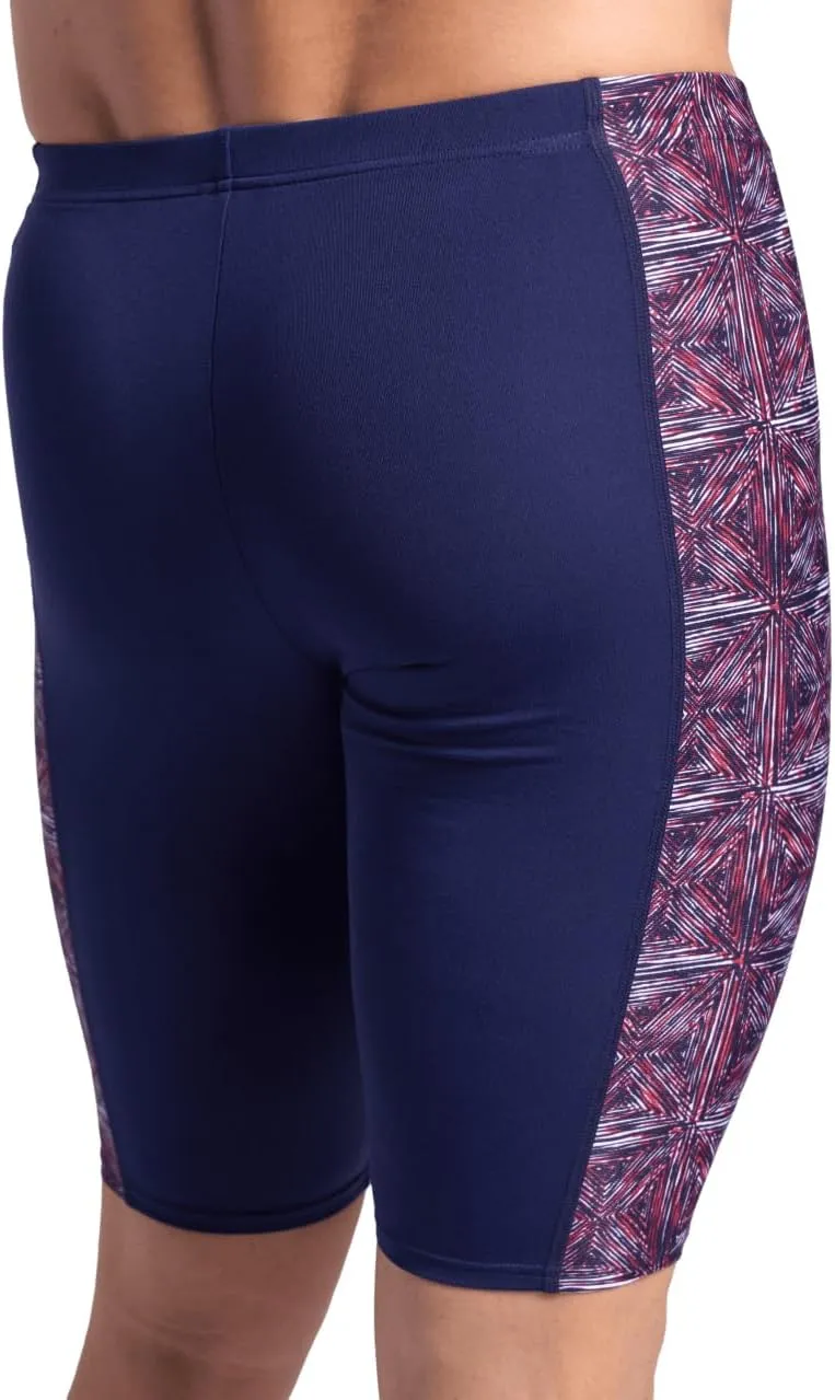 ARENA Performance Men's Abstract Tiles Swim Jammer Athletic Knee-Length Swimsuit Short Competitive Training Bathing Suit