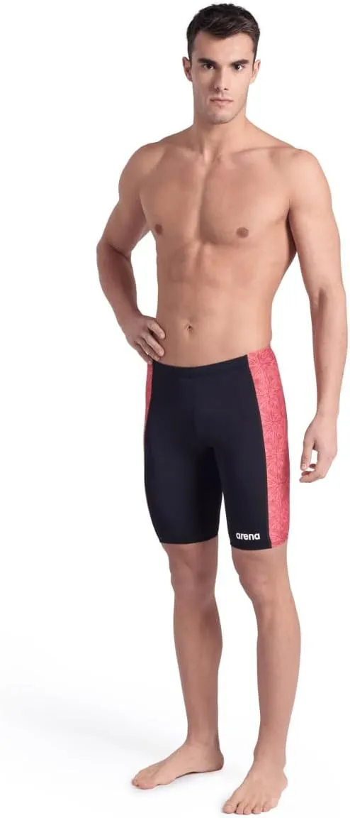 ARENA Performance Men's Abstract Tiles Swim Jammer Athletic Knee-Length Swimsuit Short Competitive Training Bathing Suit