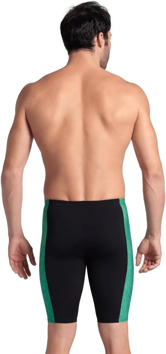 ARENA Performance Men's Abstract Tiles Swim Jammer Athletic Knee-Length Swimsuit Short Competitive Training Bathing Suit
