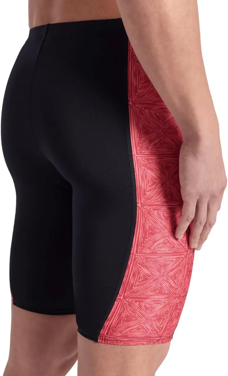 ARENA Performance Men's Abstract Tiles Swim Jammer Athletic Knee-Length Swimsuit Short Competitive Training Bathing Suit