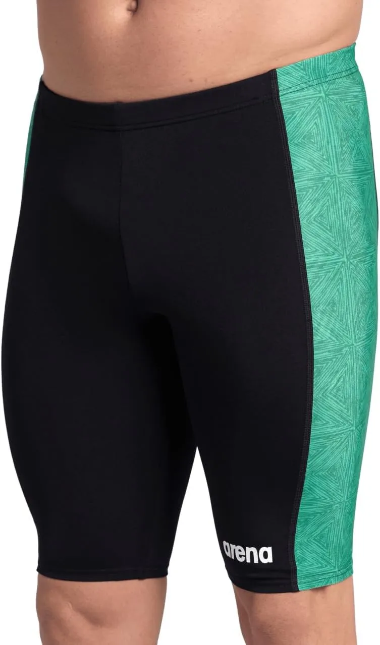 ARENA Performance Men's Abstract Tiles Swim Jammer Athletic Knee-Length Swimsuit Short Competitive Training Bathing Suit