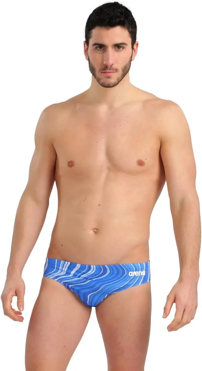 ARENA Performance Men's Marbled Swim Brief Chlorine Resistant MaxLife Swimsuit Practice Pool Training Bathing Suit