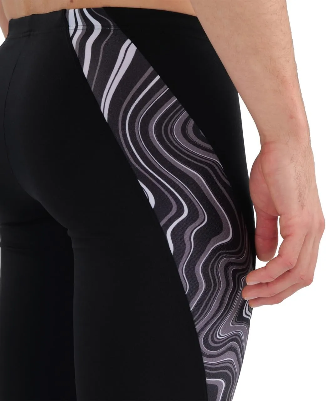 ARENA Performance Men's Marbled Swim Jammer MaxLife Athletic Practice Knee-Length Swimsuit Short Training Bathing Suit