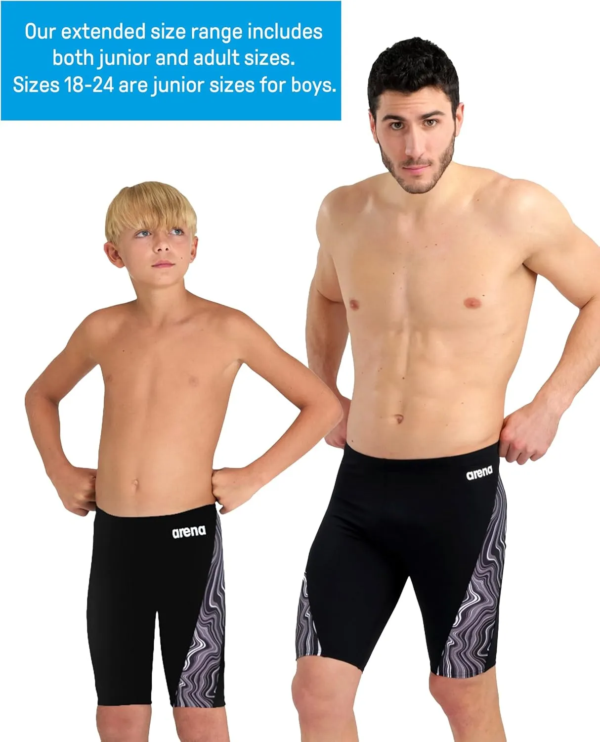 ARENA Performance Men's Marbled Swim Jammer MaxLife Athletic Practice Knee-Length Swimsuit Short Training Bathing Suit