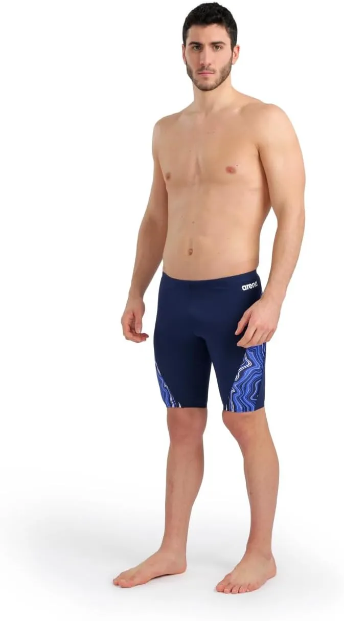 ARENA Performance Men's Marbled Swim Jammer MaxLife Athletic Practice Knee-Length Swimsuit Short Training Bathing Suit