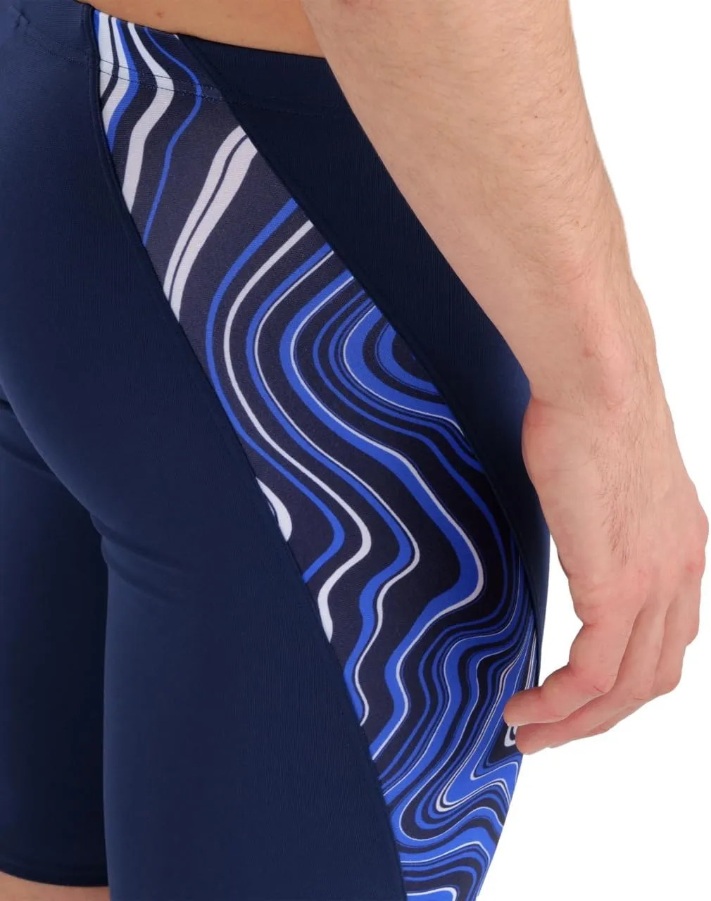 ARENA Performance Men's Marbled Swim Jammer MaxLife Athletic Practice Knee-Length Swimsuit Short Training Bathing Suit