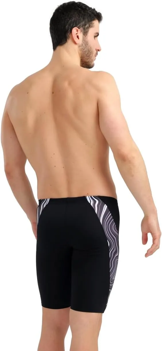 ARENA Performance Men's Marbled Swim Jammer MaxLife Athletic Practice Knee-Length Swimsuit Short Training Bathing Suit