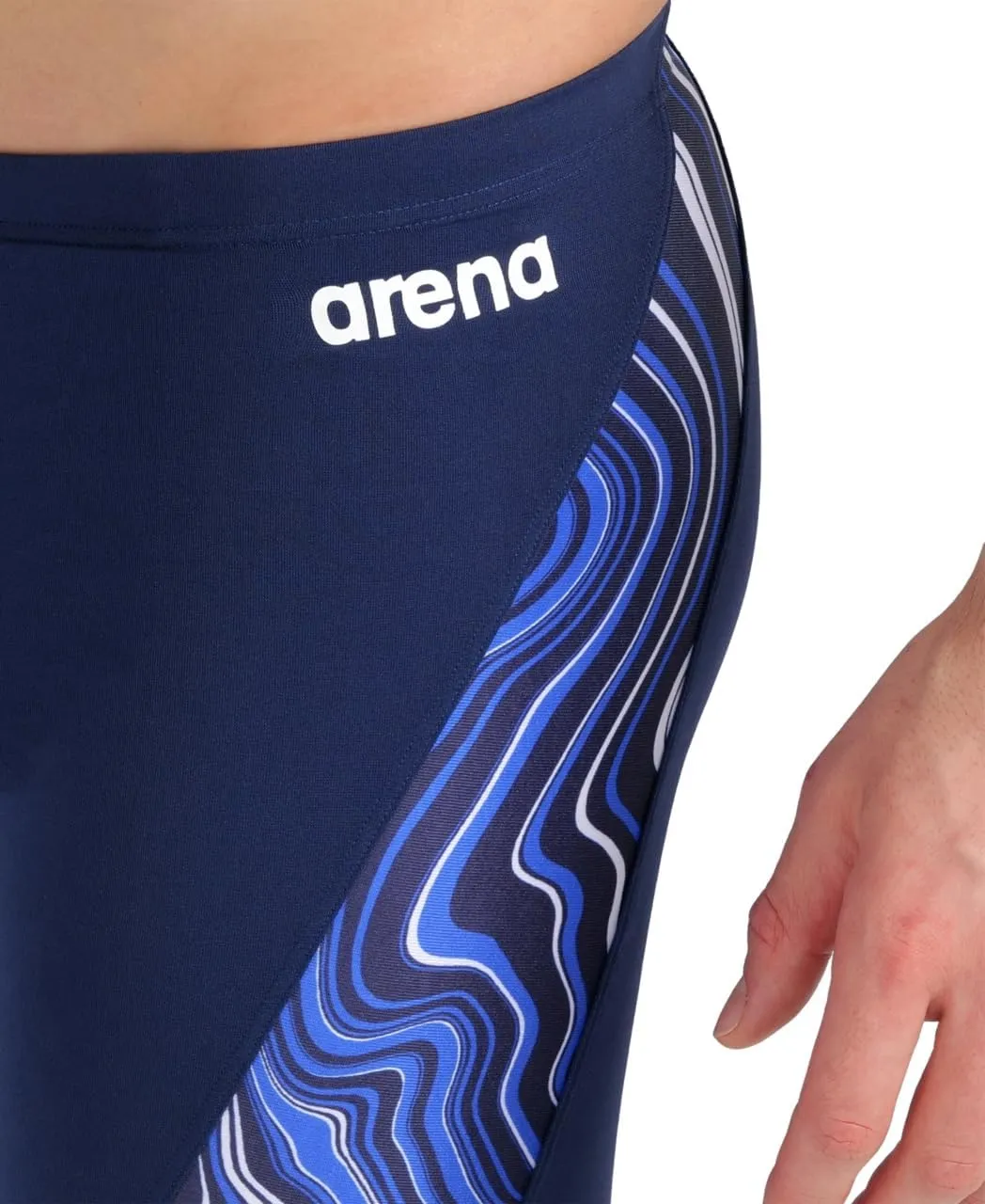 ARENA Performance Men's Marbled Swim Jammer MaxLife Athletic Practice Knee-Length Swimsuit Short Training Bathing Suit
