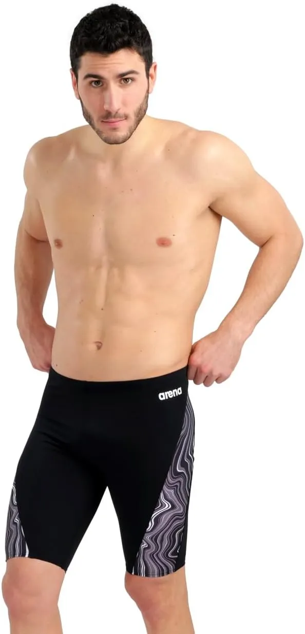 ARENA Performance Men's Marbled Swim Jammer MaxLife Athletic Practice Knee-Length Swimsuit Short Training Bathing Suit