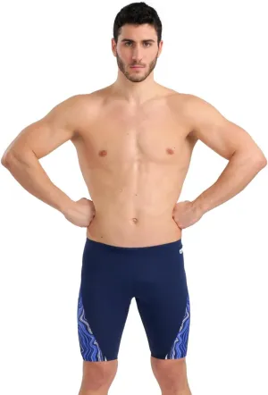 ARENA Performance Men's Marbled Swim Jammer MaxLife Athletic Practice Knee-Length Swimsuit Short Training Bathing Suit
