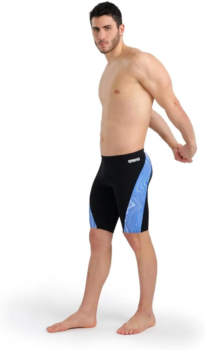 ARENA Performance Men's Marbled Swim Jammer MaxLife Athletic Practice Knee-Length Swimsuit Short Training Bathing Suit