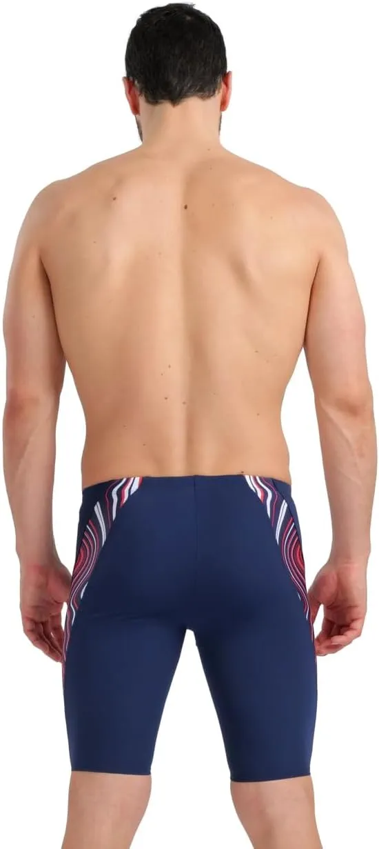 ARENA Performance Men's Marbled Swim Jammer MaxLife Athletic Practice Knee-Length Swimsuit Short Training Bathing Suit