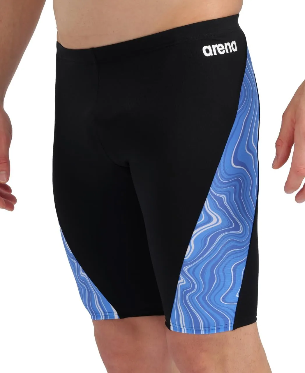 ARENA Performance Men's Marbled Swim Jammer MaxLife Athletic Practice Knee-Length Swimsuit Short Training Bathing Suit