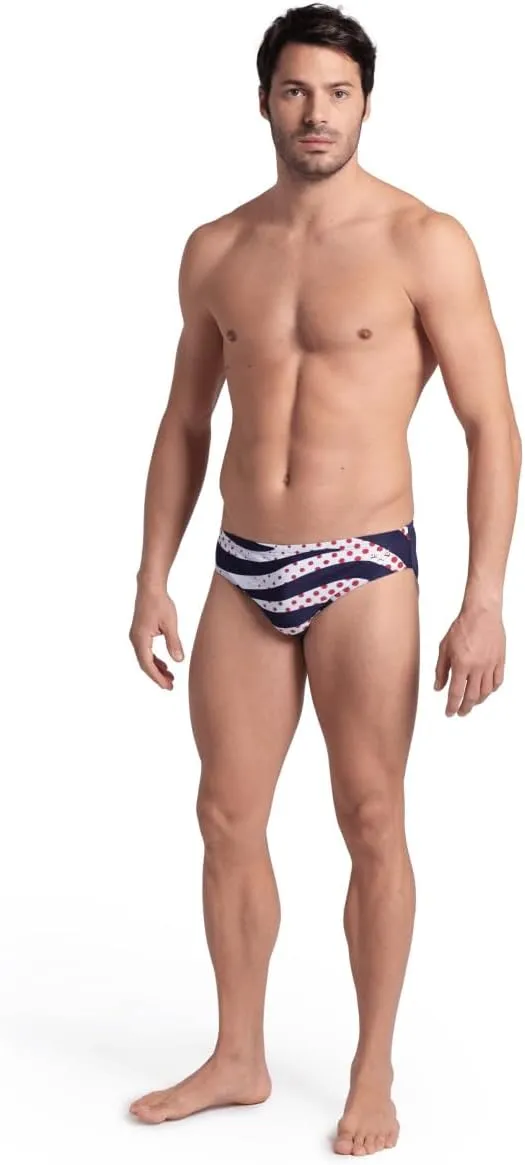 ARENA Performance Men's Multi Stripes Swim Brief MaxLife Athletic Swimsuit Fitness or Competitive Swimmers Bathing Suit