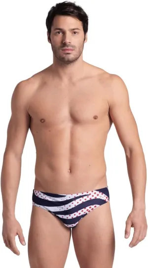 ARENA Performance Men's Multi Stripes Swim Brief MaxLife Athletic Swimsuit Fitness or Competitive Swimmers Bathing Suit