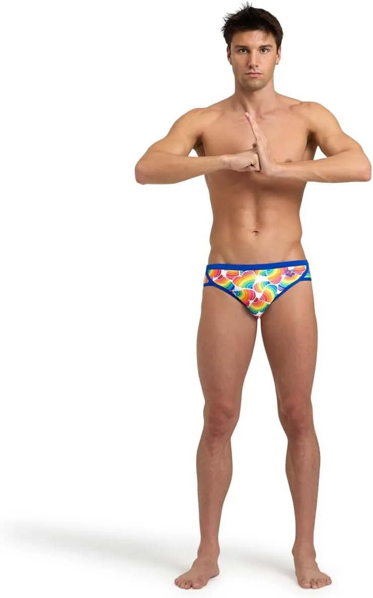 ARENA Performance Men's Pride Swim Brief Chlorine Resistant MaxLife Athletic Practice Swimsuit Training Bathing Suit Swimmers