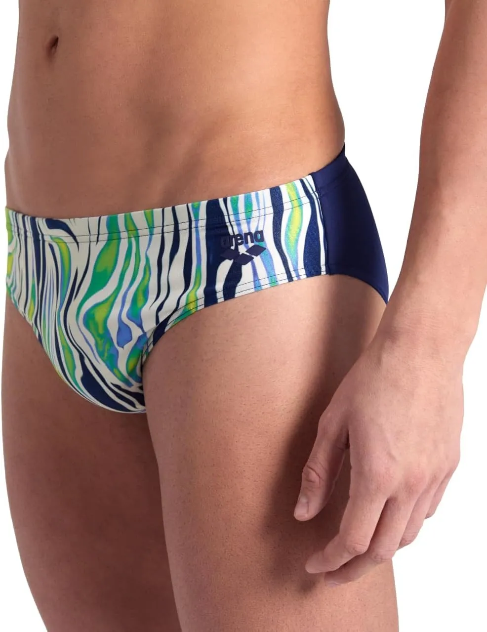 ARENA Performance Men's Zebra Stripes Swim Brief Chlorine Resistant MaxLife Swimsuit Practice Pool Training Bathing Suit
