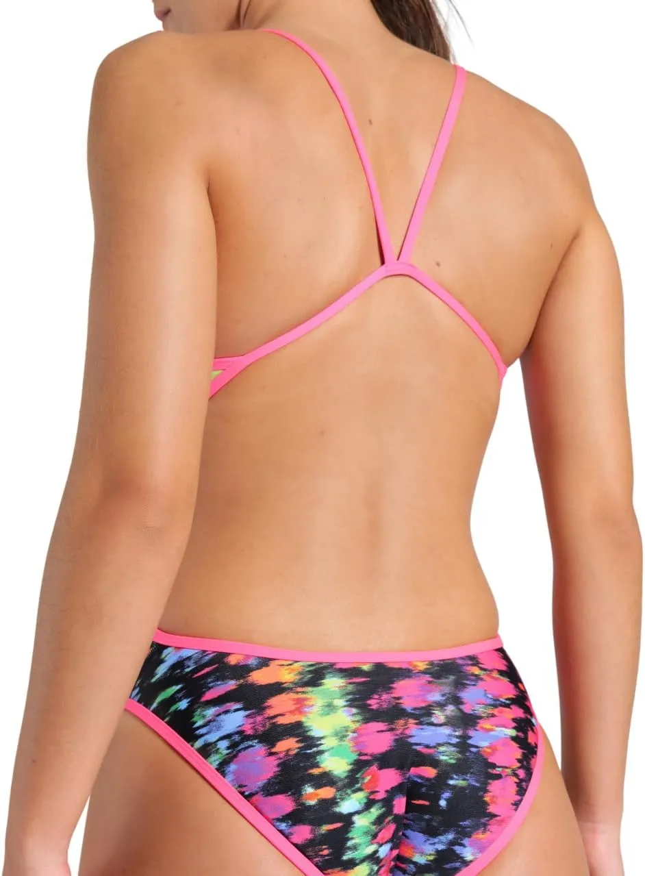 ARENA Performance Women's Reversible Challenge Back Athletic Swimsuit MaxLife One Piece Training Suit, Neon Blue/Multi