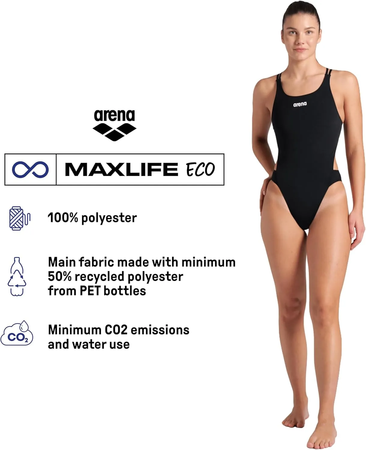ARENA Women's Performance Sports Swimsuit Solid Tech Back Multi Bathing Suit
