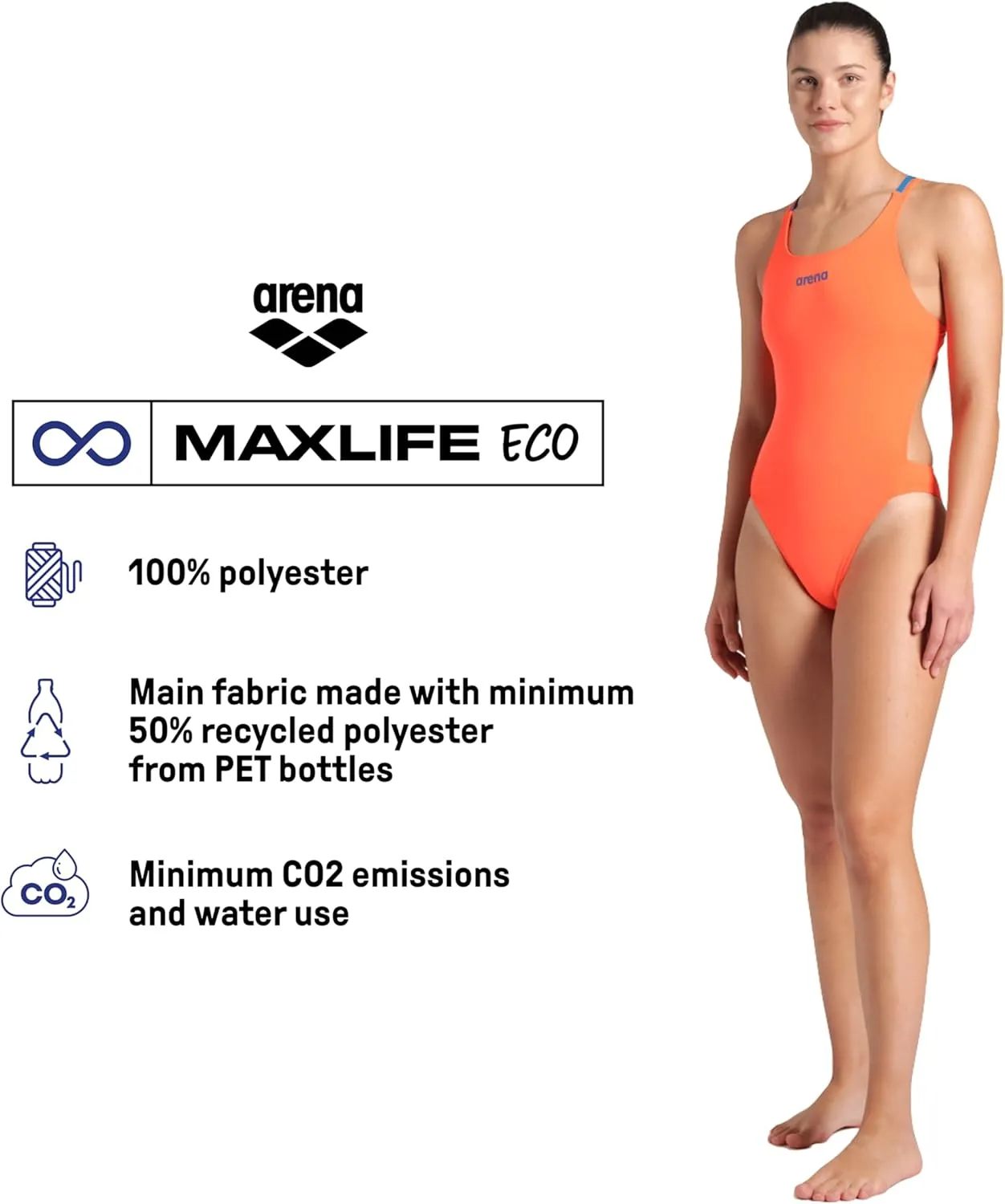 ARENA Women's Performance Sports Swimsuit Solid Tech Back Multi Bathing Suit