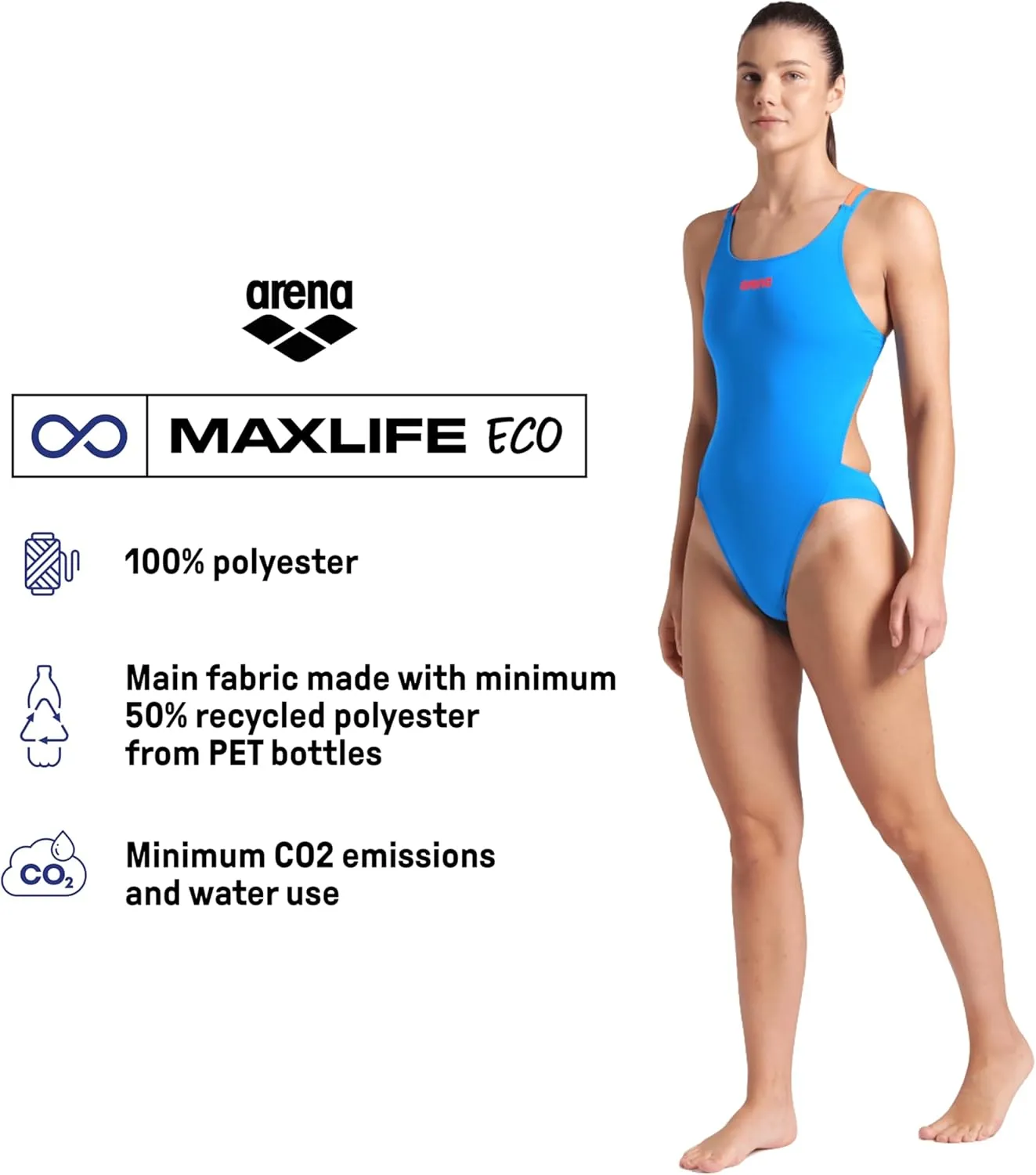 ARENA Women's Performance Sports Swimsuit Solid Tech Back Multi Bathing Suit