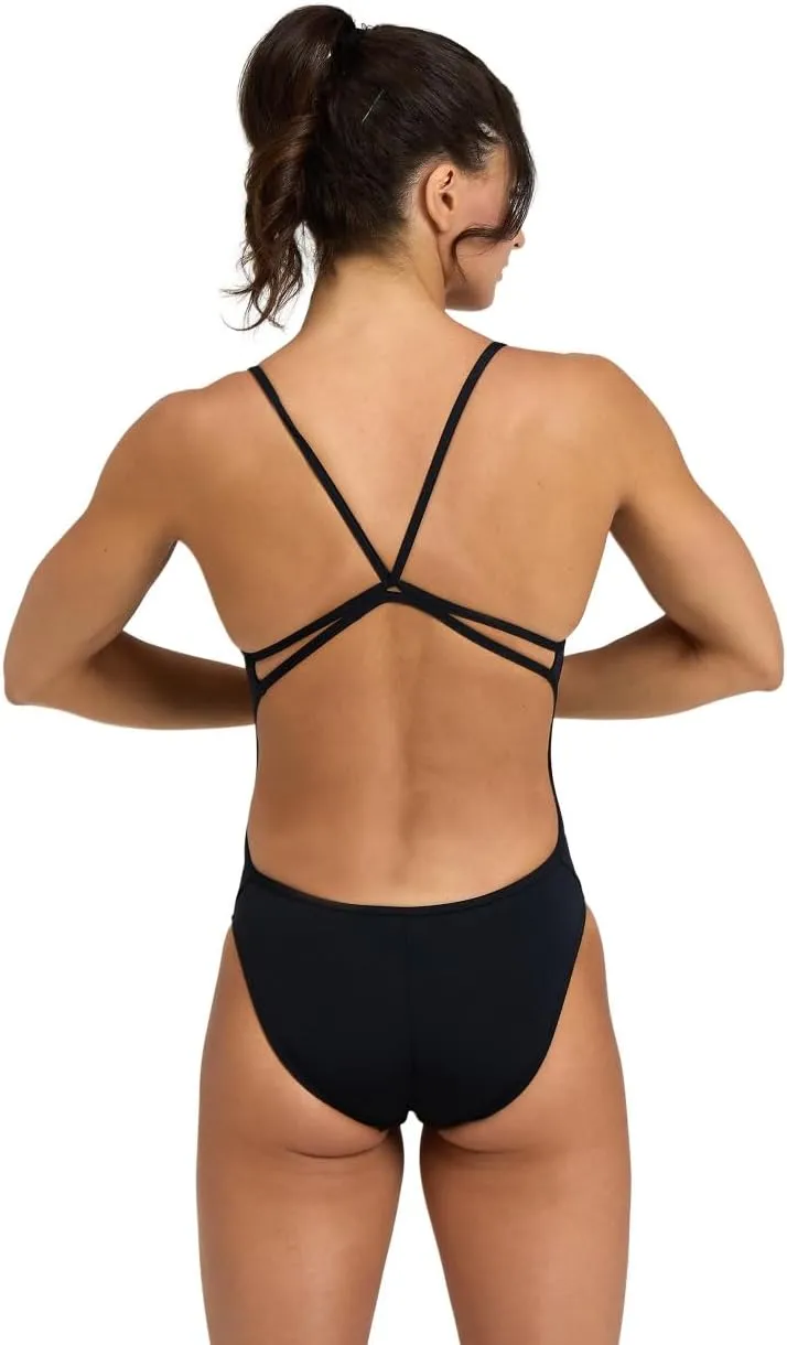ARENA Women's Performance Team Solid Lace Back Swimsuit One Piece Bathing Suit