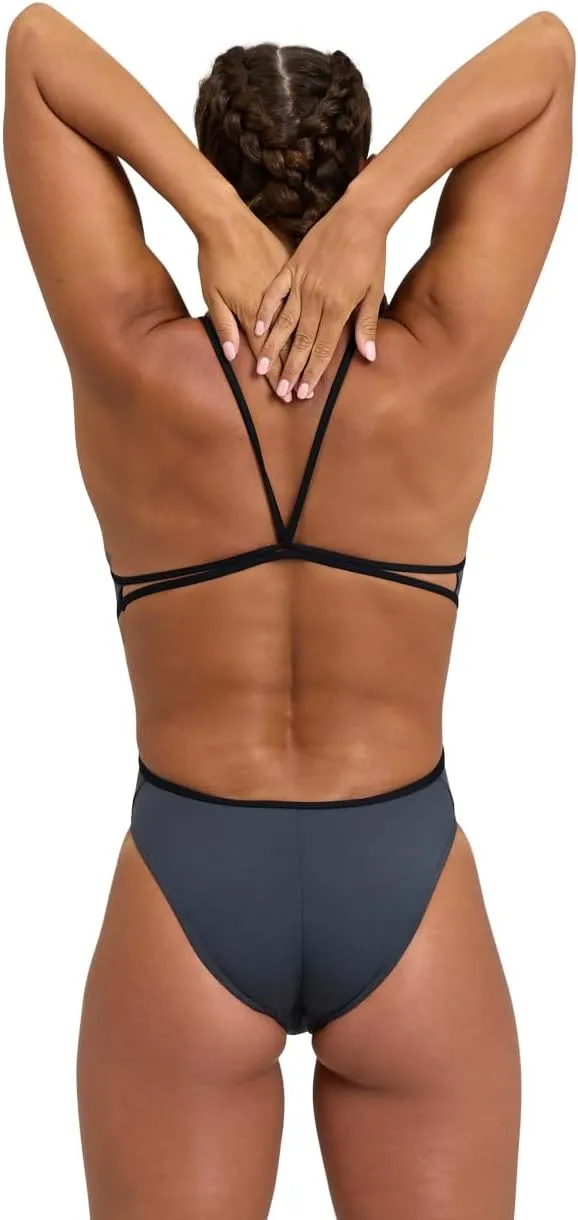 ARENA Women's Performance Team Solid Lace Back Swimsuit One Piece Bathing Suit