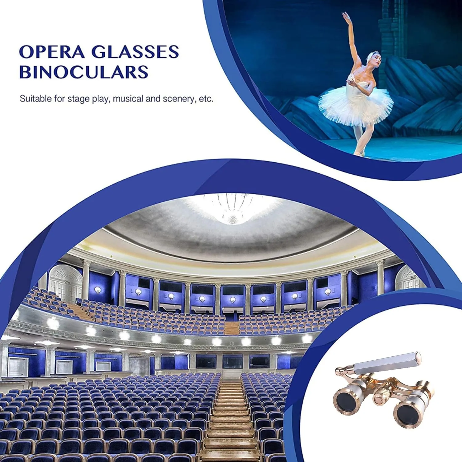 Aroncent Opera Glasses Binoculars 3X25 Theater Glasses Mini Binocular Compact with Handle for Adults Kids Women in Opera Musical Concert