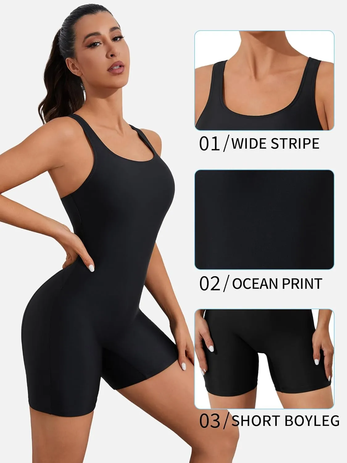 ATTRACO Womens Boyleg Sport One Piece Swimsuit Athletic Swimwear Training Bathing Suit