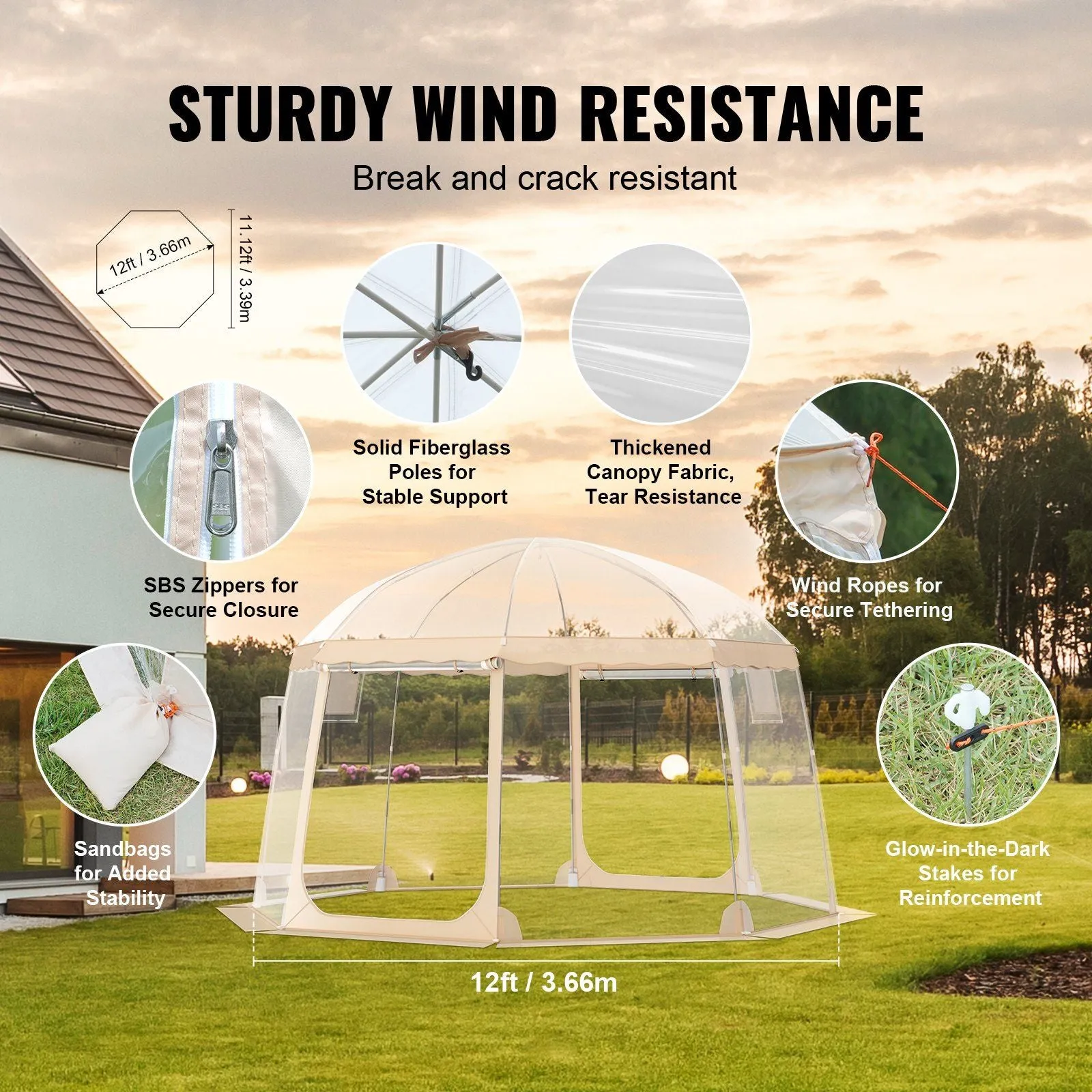 Attractive Instant Top-selling Tent Clear Proof Tent Shelter Sports 8-10 Pop-Up People Weather VEVOR