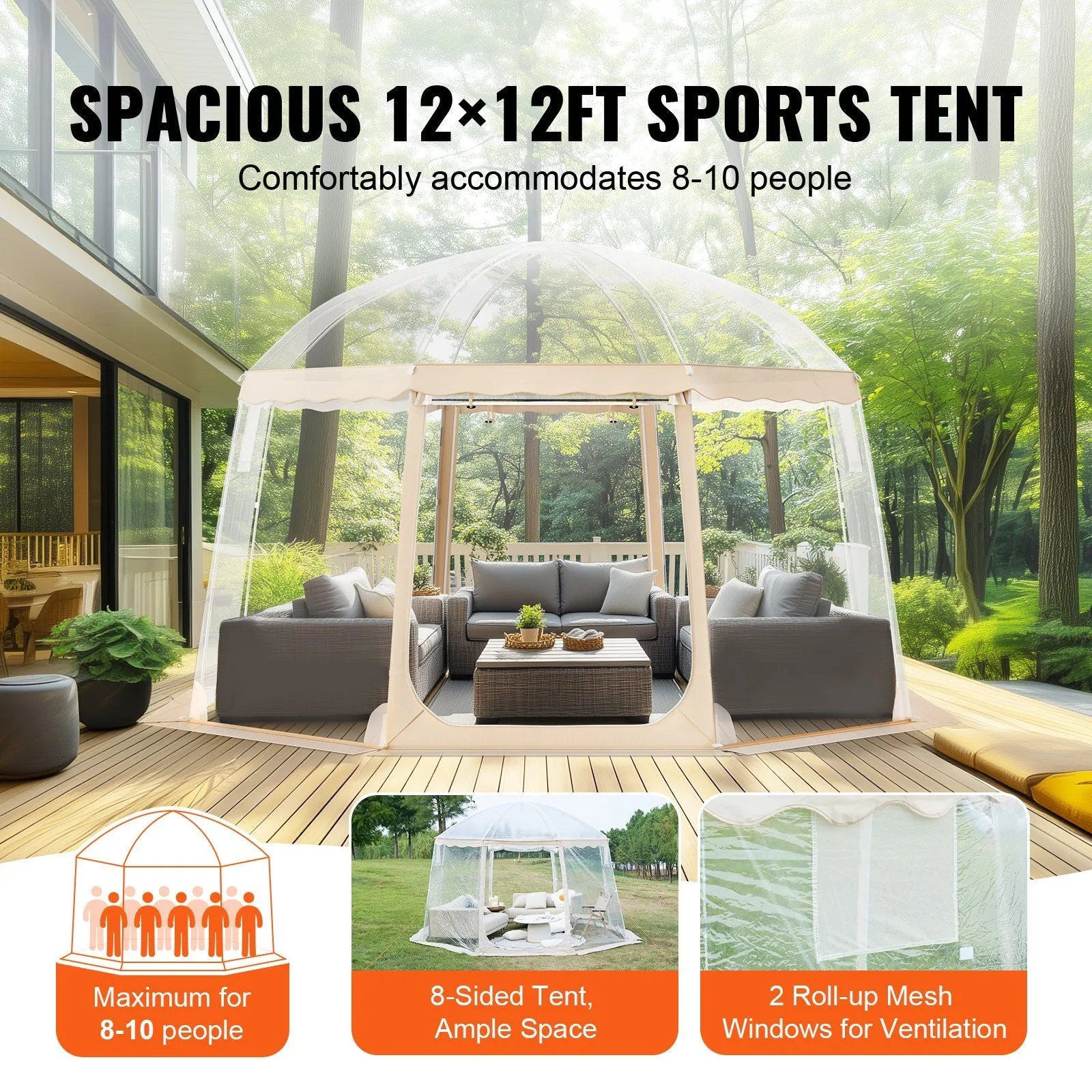 Attractive Instant Top-selling Tent Clear Proof Tent Shelter Sports 8-10 Pop-Up People Weather VEVOR