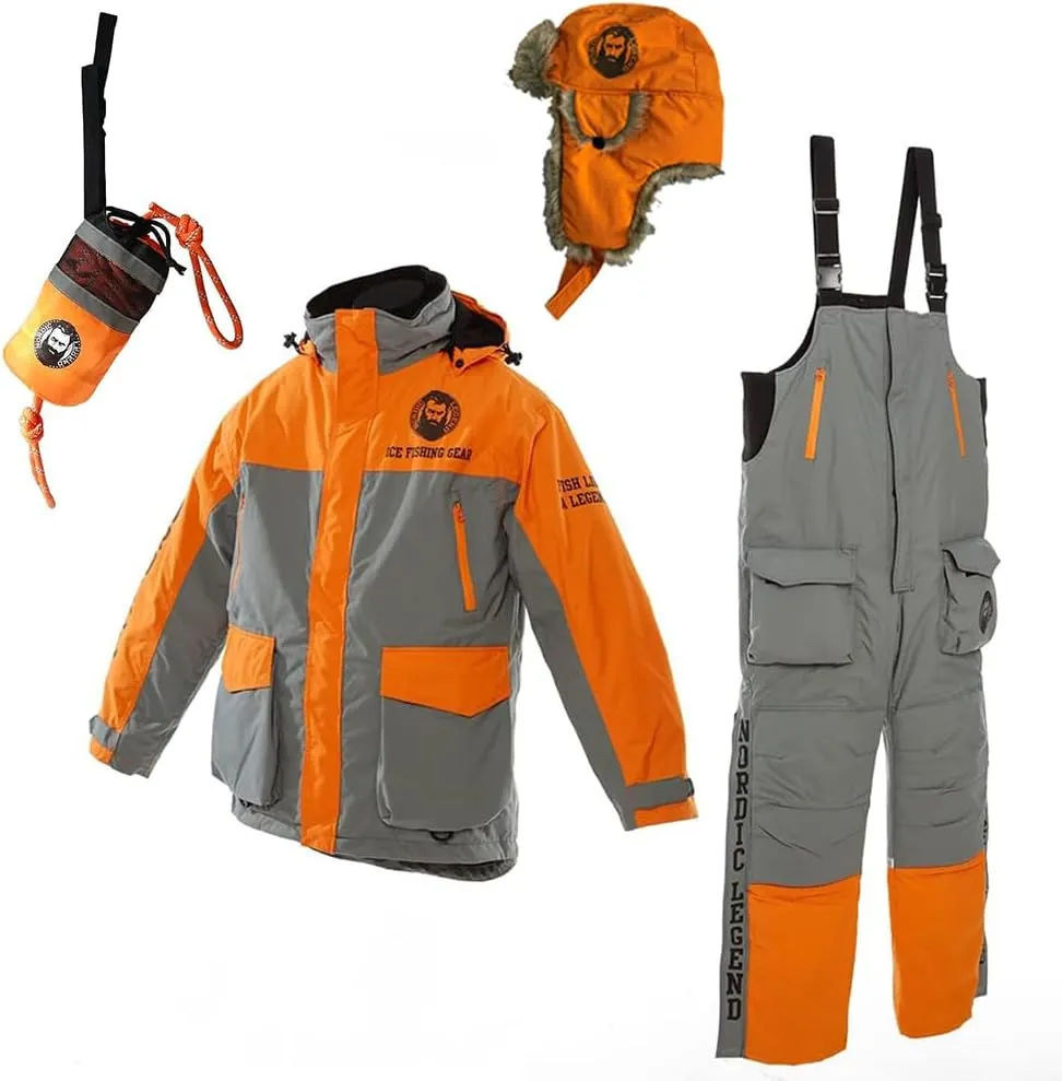 Aurora Series Ice Fishing Suit with Floatation, Insulated Waterproof Bibs and Jacket for Ice Fishing