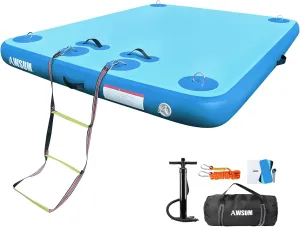 AWSUM Inflatable Floating Dock Air Dock Platform, 6ft/8ft Non-Slip Inflatable Water Mat Floating Island Raft for Lake Pool Beach Ocean