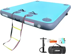 AWSUM Inflatable Floating Dock Air Dock Platform, 6ft/8ft Non-Slip Inflatable Water Mat Floating Island Raft for Lake Pool Beach Ocean