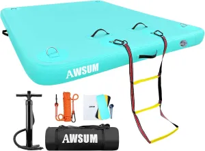 AWSUM Inflatable Floating Dock Air Dock Platform Floating Island Raft with None-Slip Surface for Pool Beach Ocean