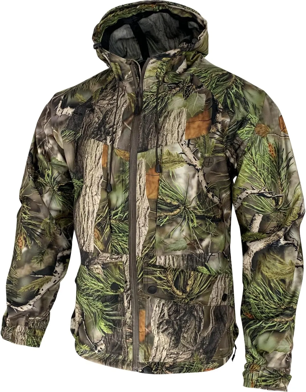 AYIN Hunting Camo Rain Suit, Breathable Waterproof Camouflage Rain Hooded Jacket and Pants with Wateproof Zippers