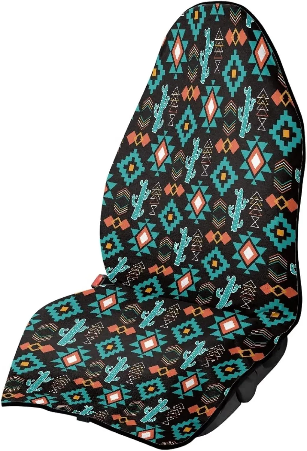 Aztec Cactus Seat Hoody - Waterproof Sweat Proof Car Seat Cover Protector. Universal Fit, Machine Washable, Grippy Backing, Car Seat Cover for Swimming, Surfing, Working Out, The Beach, Dogs