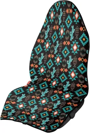 Aztec Cactus Seat Hoody - Waterproof Sweat Proof Car Seat Cover Protector. Universal Fit, Machine Washable, Grippy Backing, Car Seat Cover for Swimming, Surfing, Working Out, The Beach, Dogs