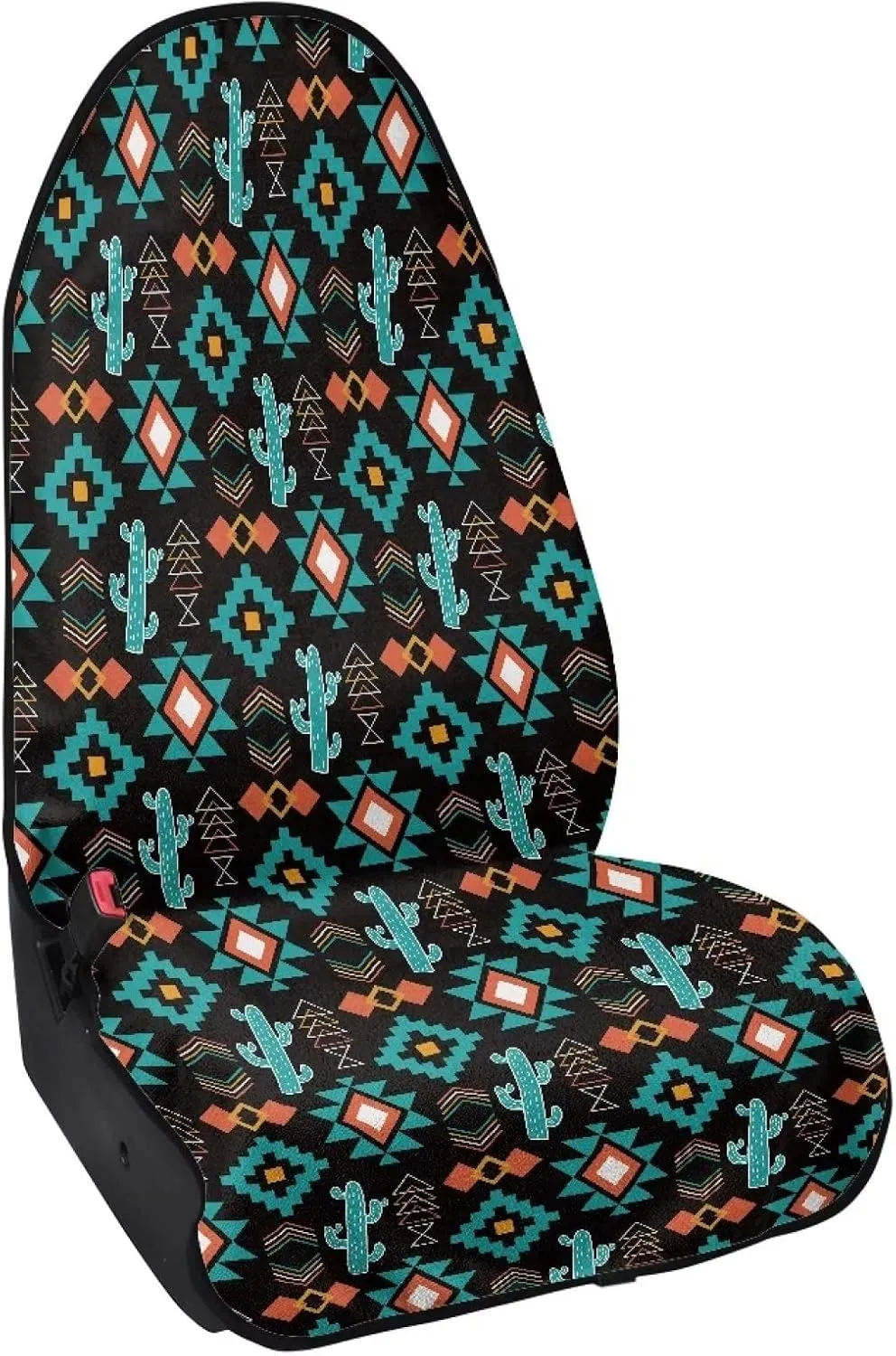 Aztec Cactus Seat Hoody - Waterproof Sweat Proof Car Seat Cover Protector. Universal Fit, Machine Washable, Grippy Backing, Car Seat Cover for Swimming, Surfing, Working Out, The Beach, Dogs