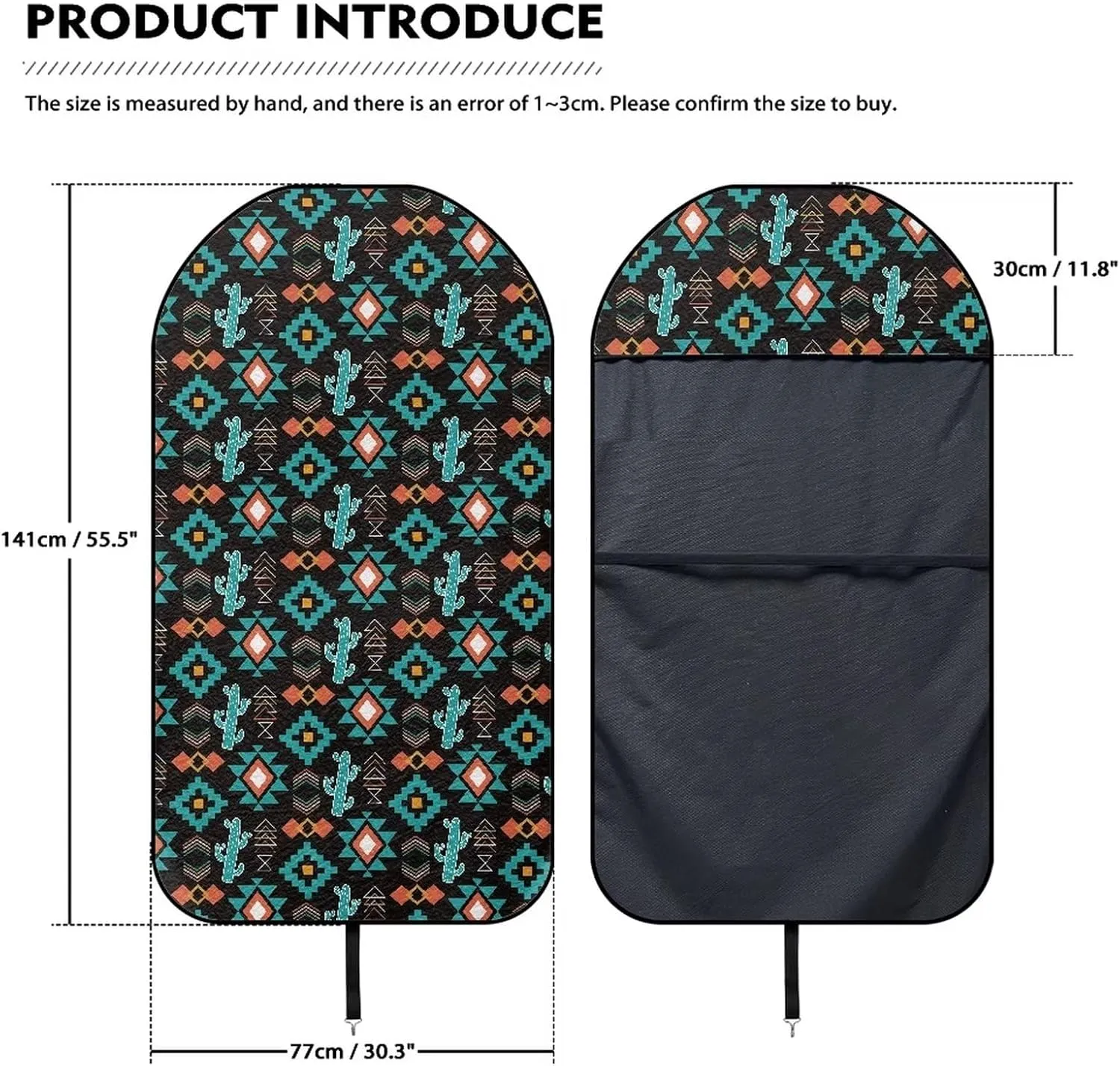 Aztec Cactus Seat Hoody - Waterproof Sweat Proof Car Seat Cover Protector. Universal Fit, Machine Washable, Grippy Backing, Car Seat Cover for Swimming, Surfing, Working Out, The Beach, Dogs