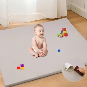 Baby Play Mat 50x50 Inch Thick Memory Foam Cushioned Activity Floor Mat for Babies, Kids | Waterproof Playpen Mat for Indoor, Nursery, Daycare, Toddler Play Area (Brown Gray)