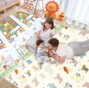 Baby Play Mat Reversible Foldable Foam Play mat for Baby, BPA Free Baby mat for Floor, playmat for Babies with Travel Bag for Indoor Outdoor 70 x 59 x 0.2 Inch