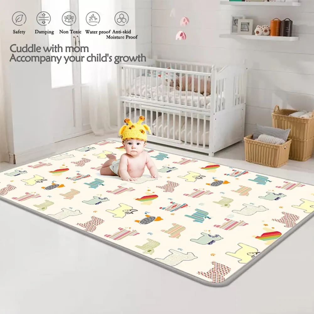 Baby Play Mat Reversible Foldable Foam Play mat for Baby, BPA Free Baby mat for Floor, playmat for Babies with Travel Bag for Indoor Outdoor 70 x 59 x 0.2 Inch