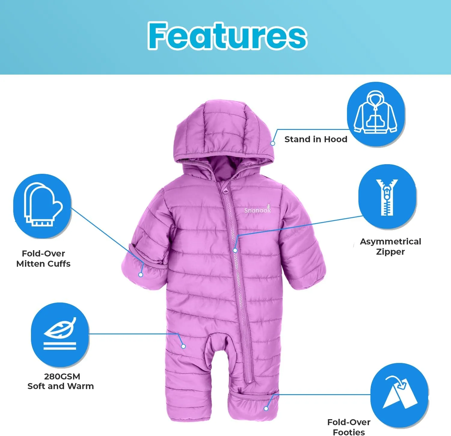 Baby Snowsuit Boys' & Girls' Insulated Powder Light Waterproof Snowsuit - Infant Snowsuit